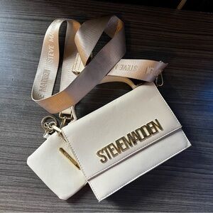 Steve Madden Ivory Crossbody Bag with Gold Accents